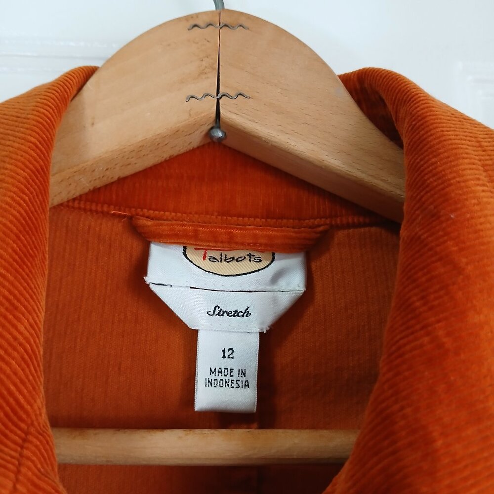 Tangerine Orange Corduroy Jacket by Talbots Size 12 - Picture 5 of 9